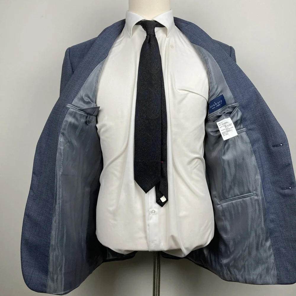 Turnbury Blazer Jacket Mens Wool Blend Sport coat 42R Blue